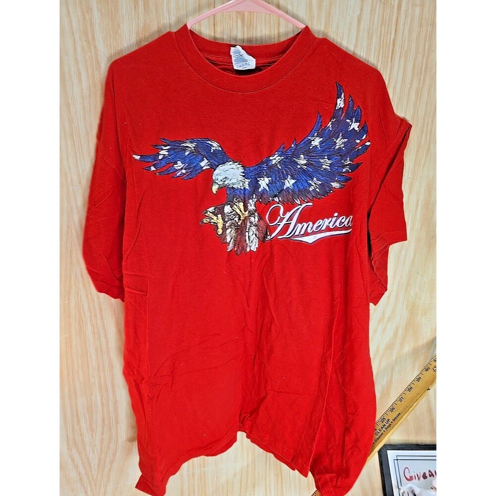 Mens SHIRT 2XL Red Short Sleeve America USA Eagle